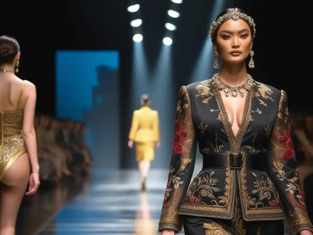 Desfile de moda inclusivo con modelos de diversas tallas y etnias en la pasarela de Dolce & Gabbana Desfile de moda inclusiva para todos los cuerpos con modelos diversos luciendo elegantes y lujosos diseños de Dolce & Gabbana