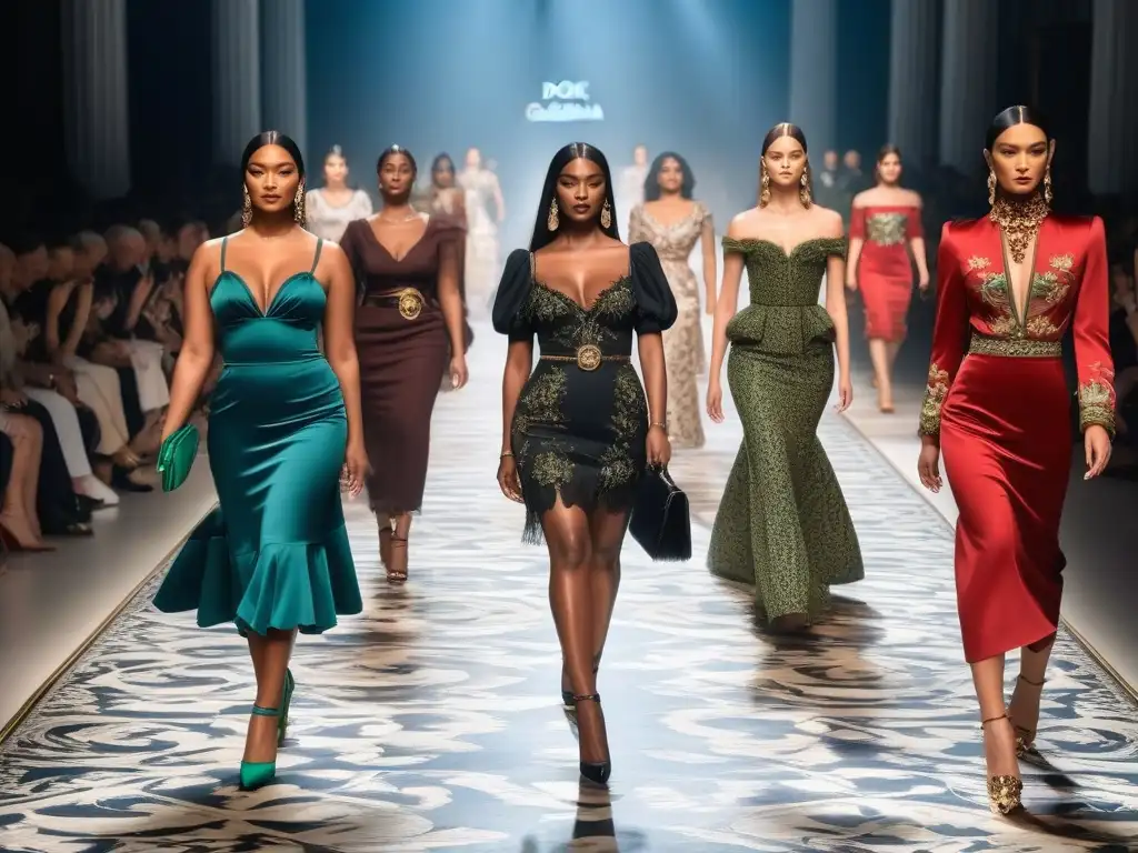 Dolce & Gabbana: Pasarela de diversidad y elegancia Desfile de moda inclusiva para todos los cuerpos: modelos diversos pasean con confianza en la pasarela de Dolce & Gabbana