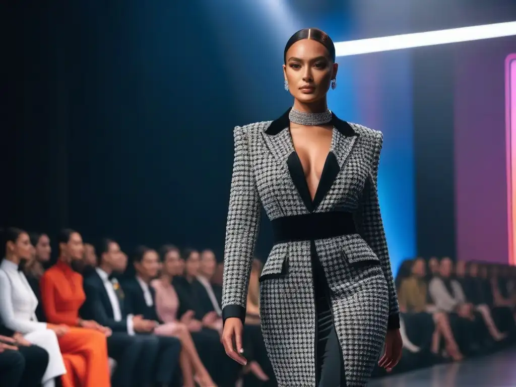 Desfile de moda inclusiva: diversidad y elegancia en la pasarela Desfile de moda inclusiva para todos cuerpos con modelos diversos mostrando elegantes diseños, en una pasarela brillante y moderna