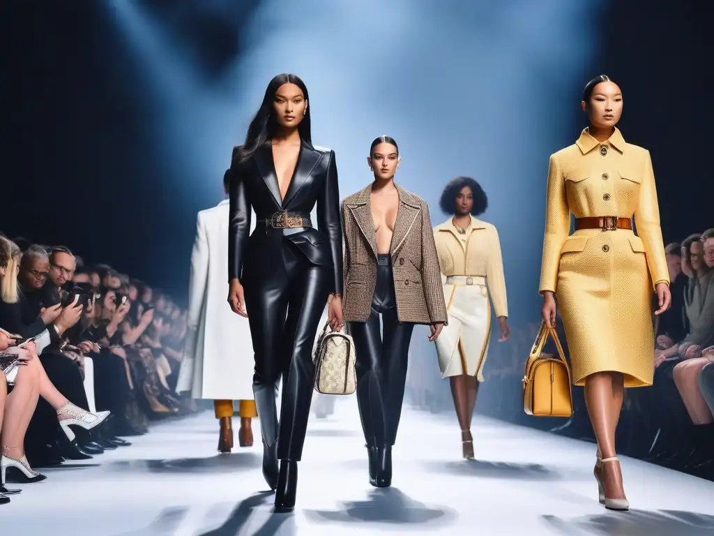 Desfile inclusivo de Louis Vuitton: moda para todos los cuerpos Desfile de moda inclusiva para todos los cuerpos con modelos diversos en pasarela futurista de Louis Vuitton