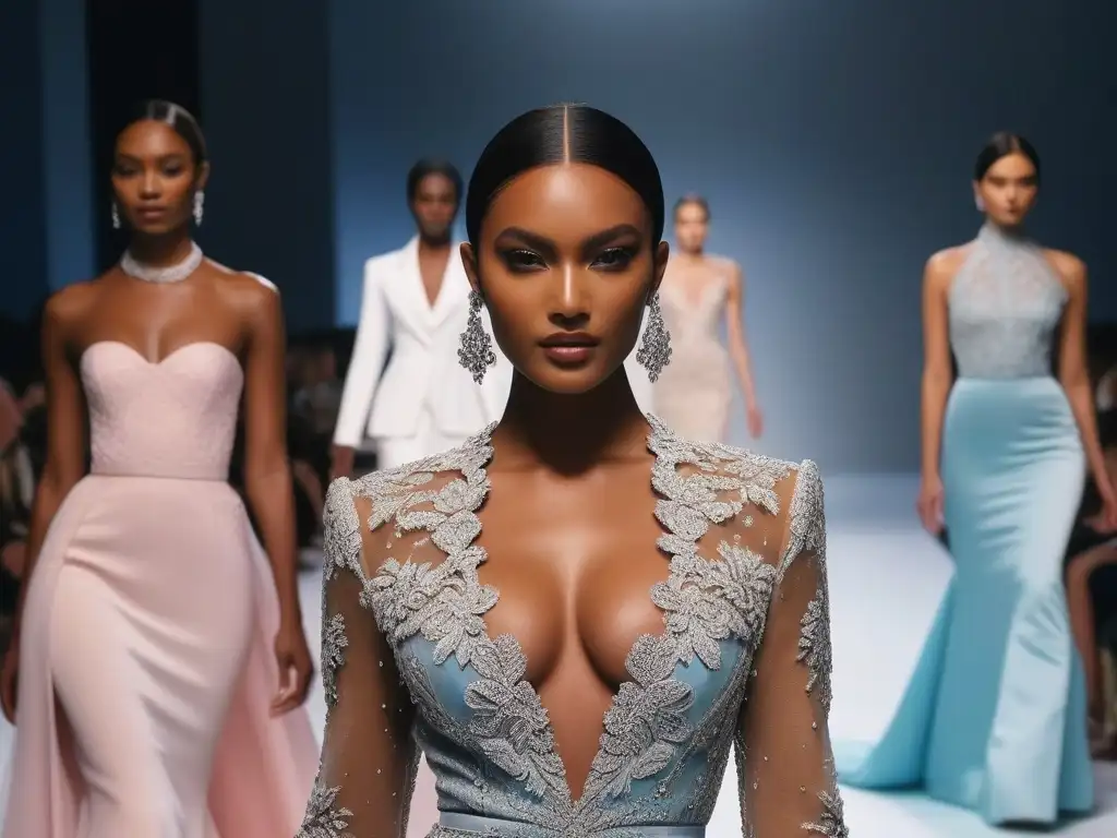 Desfile de moda inclusivo con creaciones de Oscar de la Renta Desfile de moda inclusiva para todos los cuerpos, modelos diversos lucen creaciones de Oscar de la Renta en una pasarela lujosa