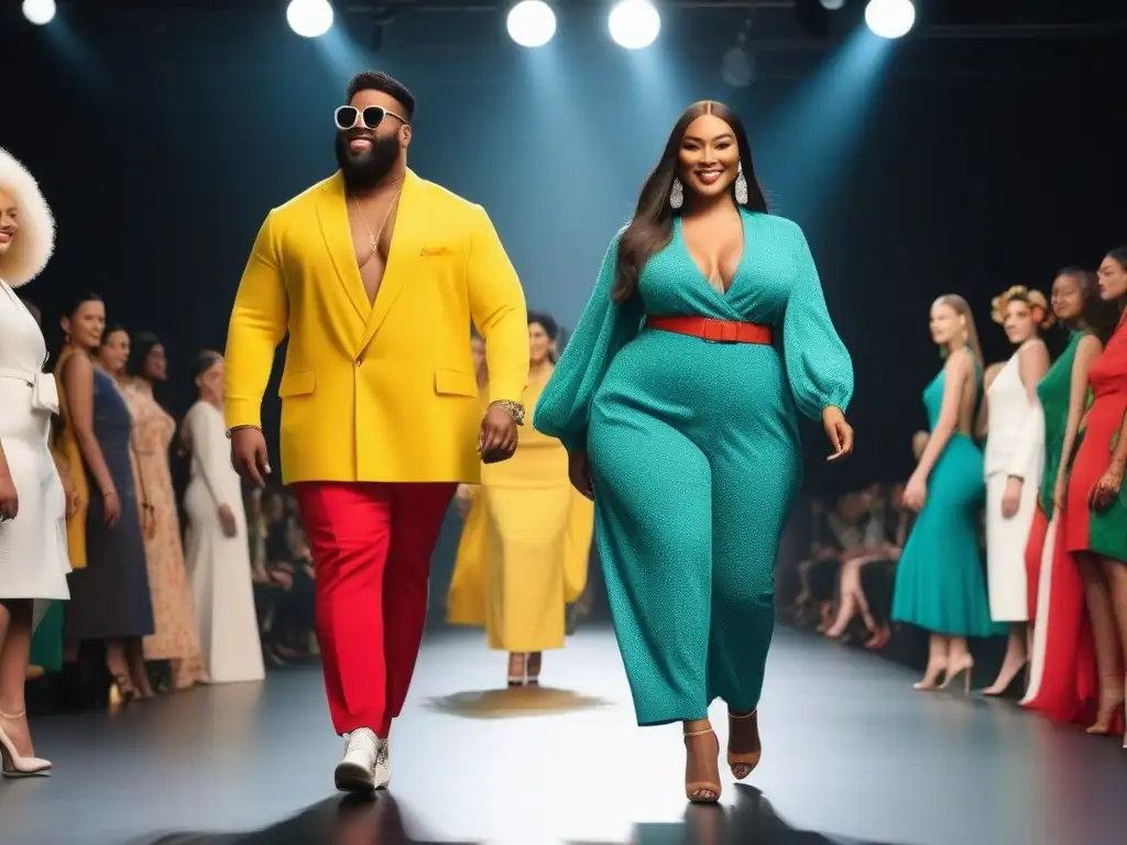 Desfile inclusivo: moda y diversidad en la pasarela urbana Desfile de moda inclusiva para todos los cuerpos en una vibrante pasarela urbana