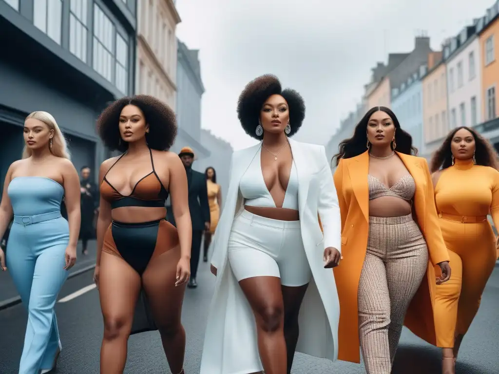 Desfile de moda inclusivo: modelos diversos empoderados Desfile de moda inclusiva para todos los cuerpos, modelos diversos exhiben confianza y empoderamiento