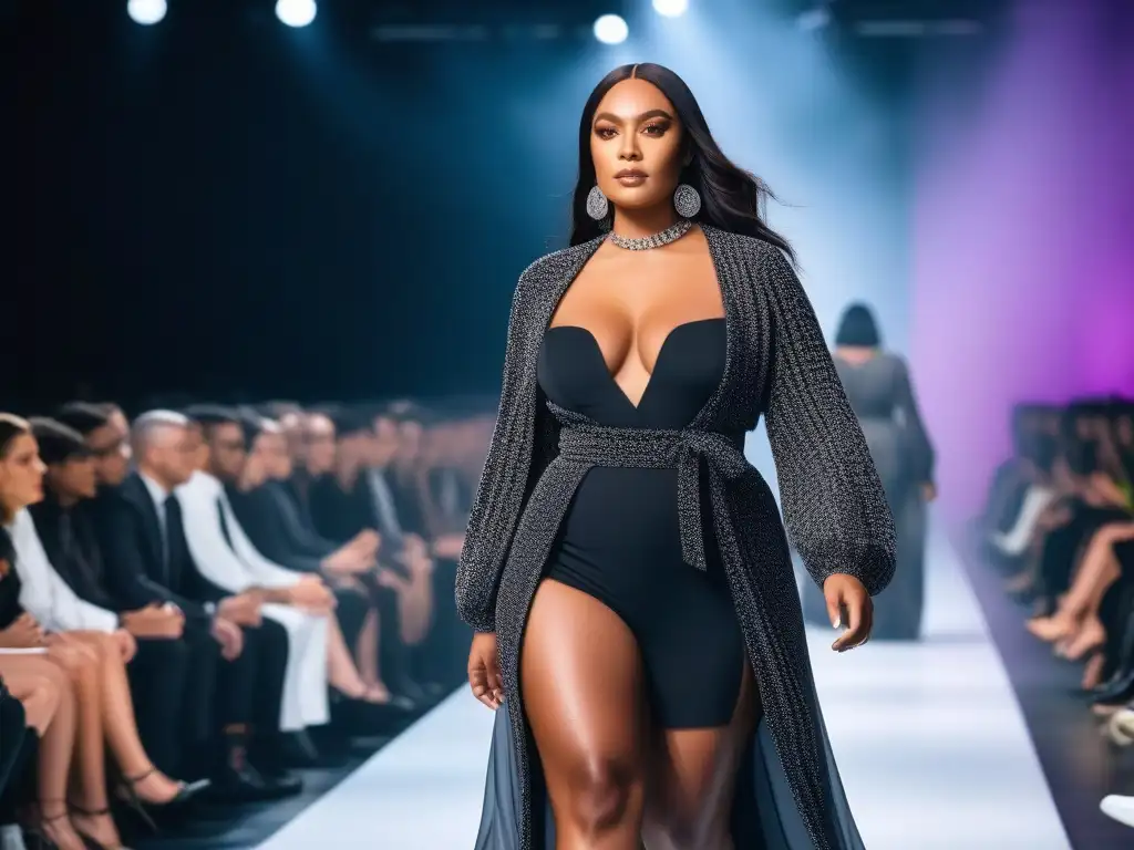 Desfile inclusivo: moda trendy y diversidad de estilos Un desfile de moda inclusiva para todos cuerpos, con personas diversas luciendo prendas modernas y trendy en una pasarela elegante y brillante