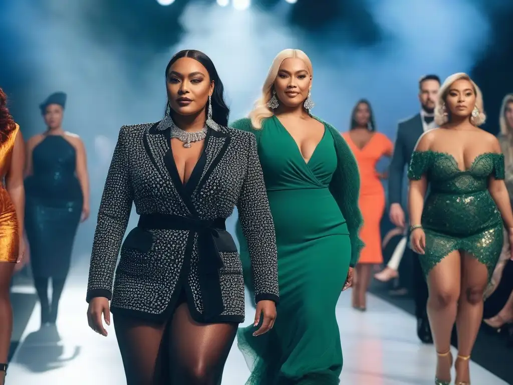 Desfile de moda inclusivo y empoderado con diversidad de cuerpos Desfile de moda inclusiva para todos los cuerpos con diversidad de personas seguras y empoderadas