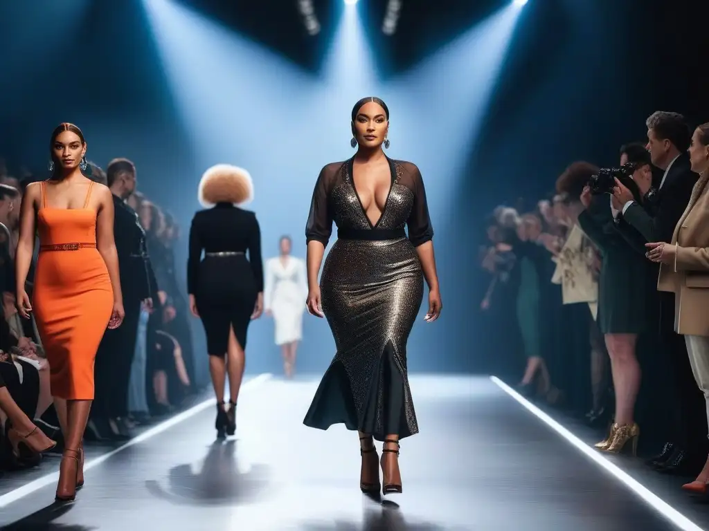 Desfile de moda inclusiva: diversidad y empoderamiento en la pasarela Desfile de moda inclusiva para todos cuerpos con modelos diversos mostrando empoderamiento y estilo único