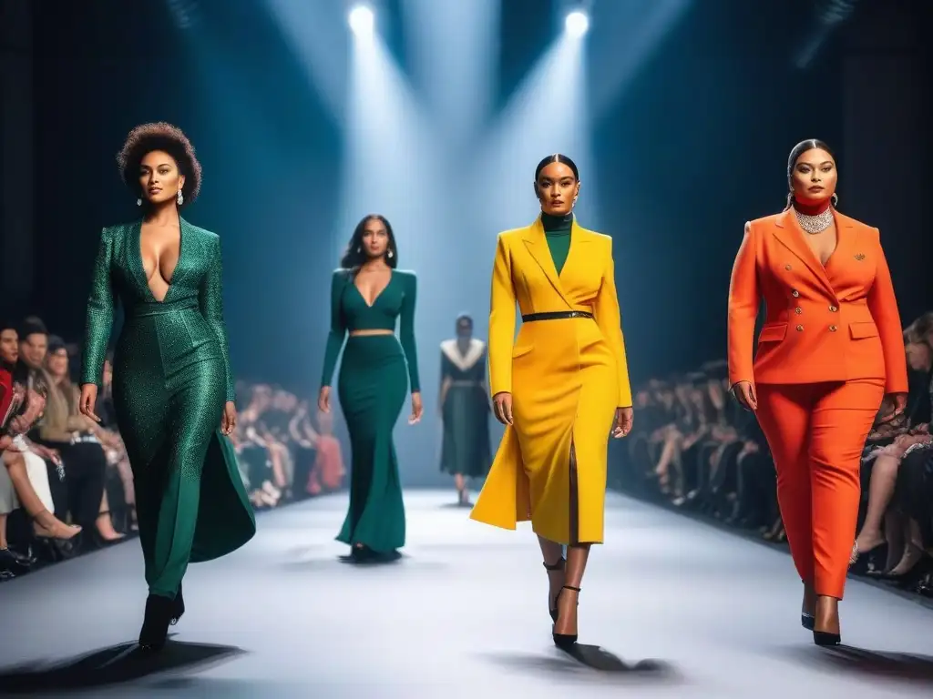 Desfile de moda inclusivo: Celebrando la diversidad en la pasarela Desfile de moda inclusiva con cuerpos diversos cambiando, celebrando la belleza única