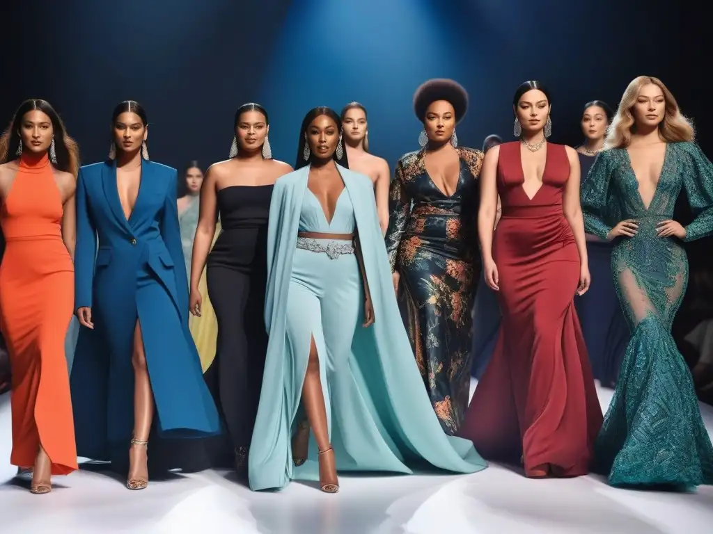 Pasarela inclusiva: diversidad de cuerpos, estilos y etnias Desfile de moda inclusiva para todos cuerpos, diversidad y empoderamiento en la pasarela moderna