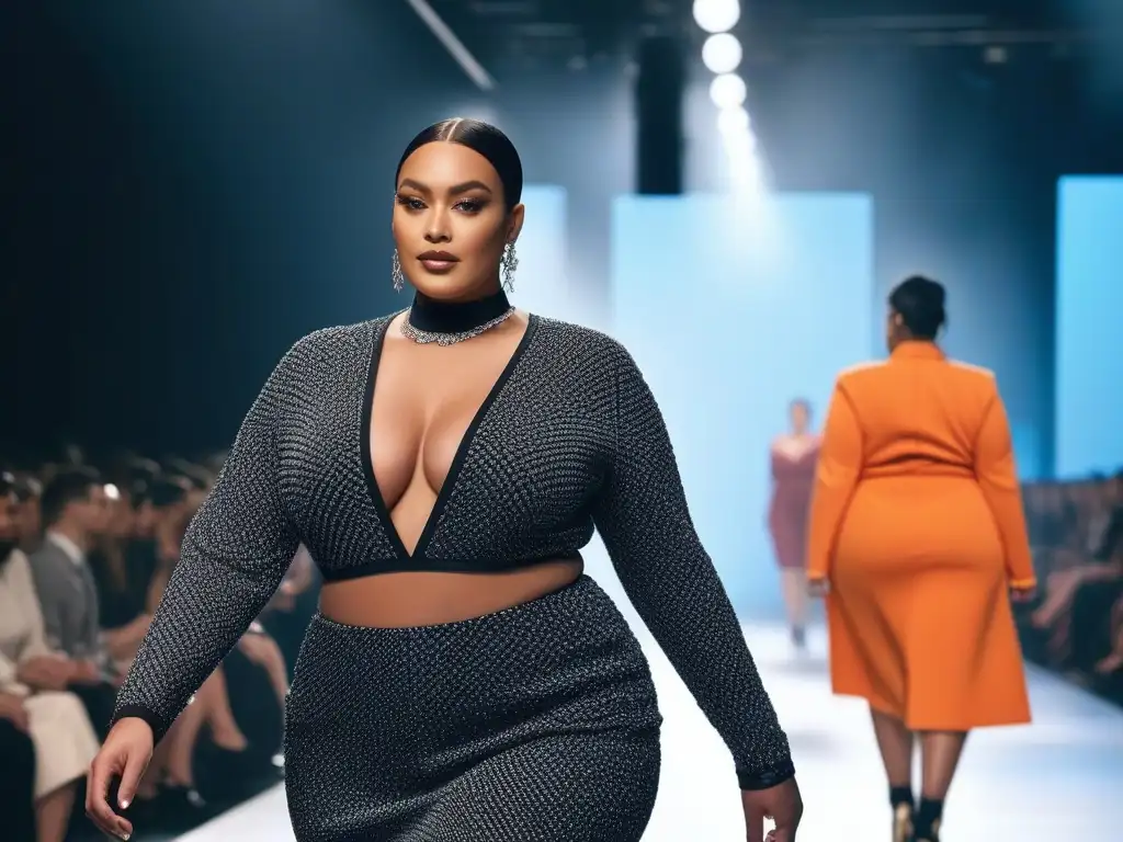 Desfile de moda inclusiva para todos los cuerpos en una pasarela brillante y moderna