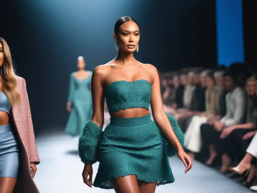 Moda inclusiva: Desfile diverso y moderno Desfile de moda inclusiva para todos cuerpos con modelos diversos caminando con confianza por la pasarela, rodeados de espectadores emocionados