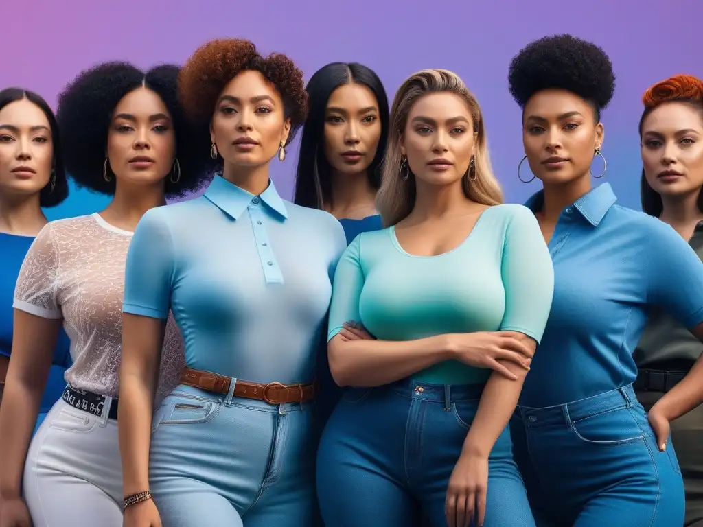 Camisetas y blusas: diversidad y estilo en moda inclusiva Un desfile de moda inclusiva para todos los cuerpos, con personas de diversos estilos y fondos luciendo camisetas y blusas elegantes