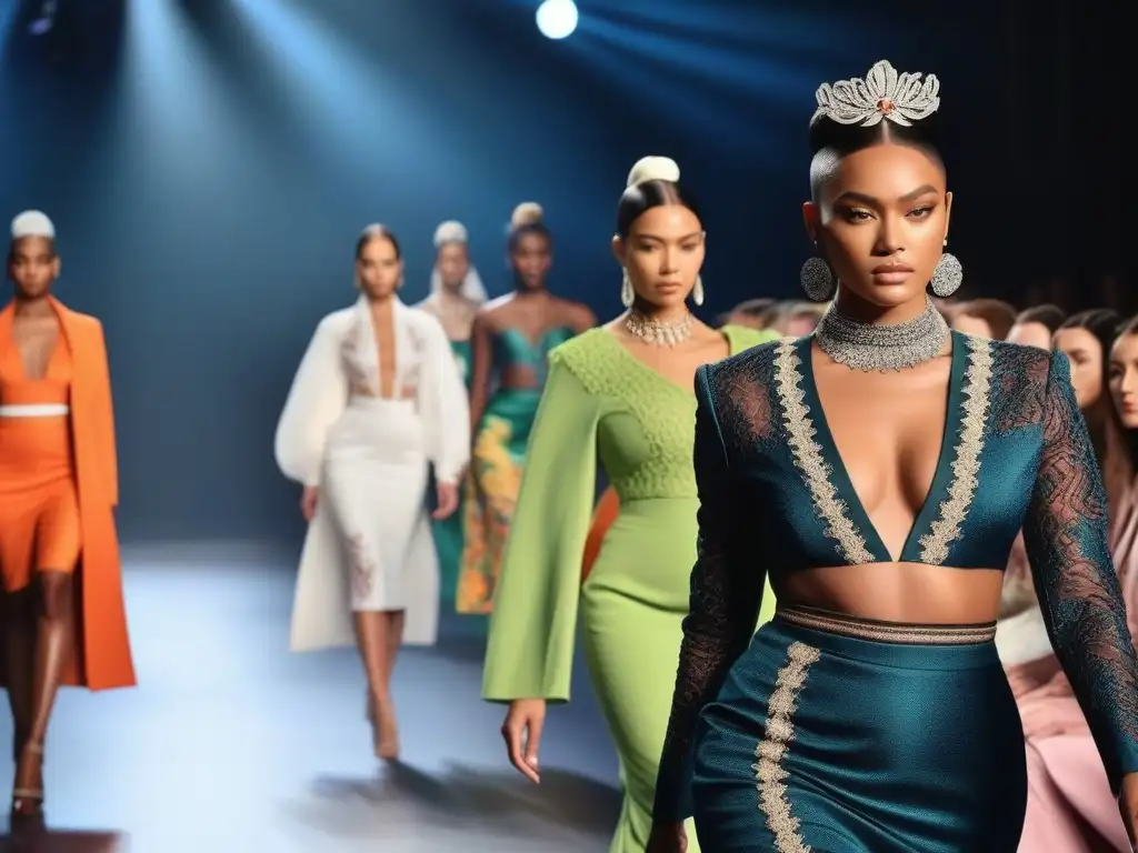 Desfile de moda inclusivo: diversidad y empoderamiento en la pasarela Desfile de moda inclusiva para todos los cuerpos con modelos diversos mostrando empoderamiento y estilo único