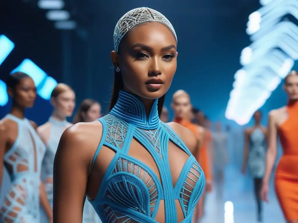 Desfile de moda 3D: diversidad y empoderamiento en la pasarela futurista Desfile de moda inclusiva para todos los cuerpos en pasarela futurista