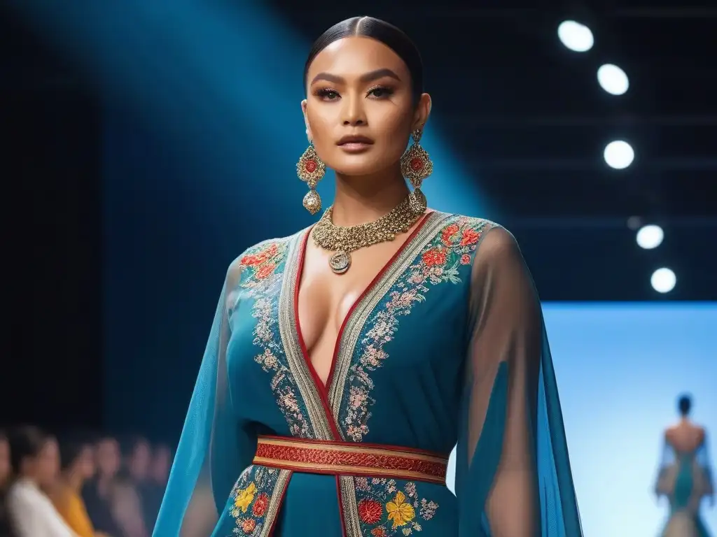 Pasarela inclusiva: moda diversa y vibrante de modelos diversos Desfile de moda inclusiva para todos los cuerpos con modelos diversos y empoderados en una pasarela vibrante y colorida