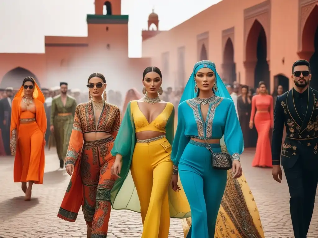 Desfile de moda inclusiva en Marrakech: diversidad y color Desfile de moda inclusiva con cuerpos diversos en Marrakech, mezclando tradición y modernidad