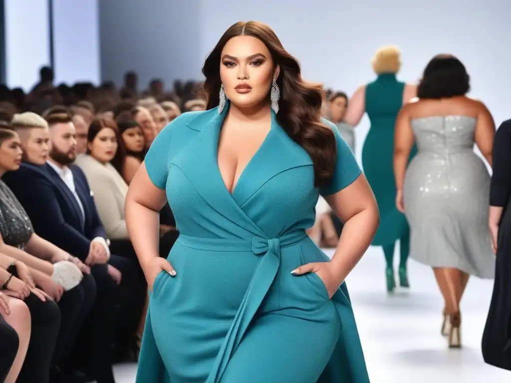 Desfile de moda plussize: empoderamiento y estilo diverso Desfile de moda inclusiva con diseñadores de éxito y modelos plus size seguras y elegantes en la pasarela, cautivando a la audiencia
