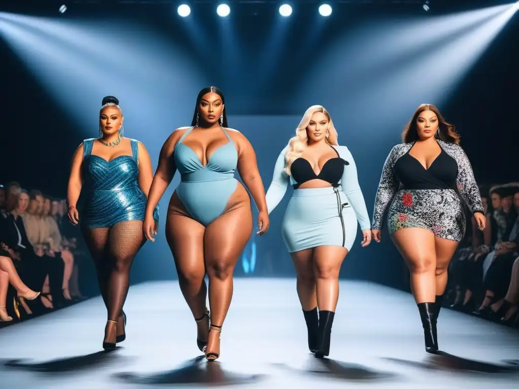 Desfile de moda plus size: empoderamiento y diversidad en la pasarela Un desfile de moda plus size inclusiva y diversa en un evento internacional de alta costura