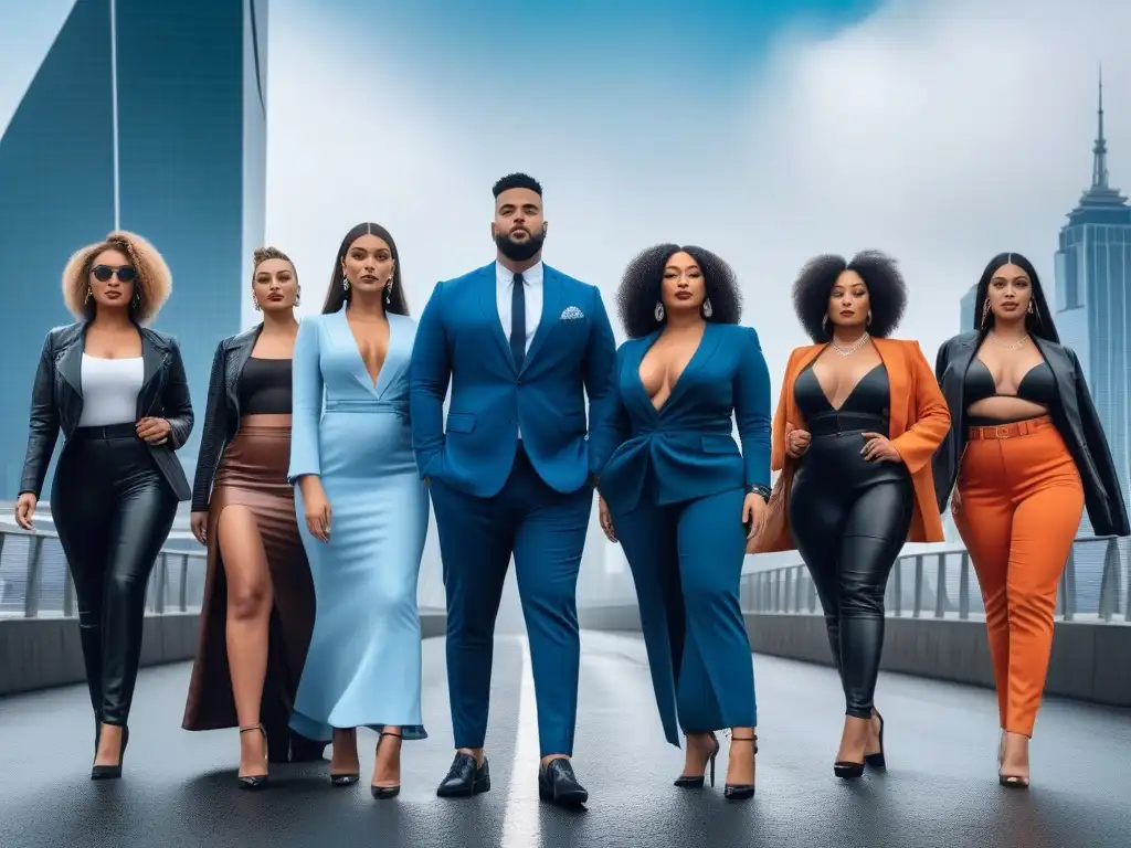 Moda alta: celebrando la diversidad y el estilo en la ciudad Un desfile de moda tall inclusiva y diversa en la ciudad, celebrando la belleza de la diversidad de cuerpos