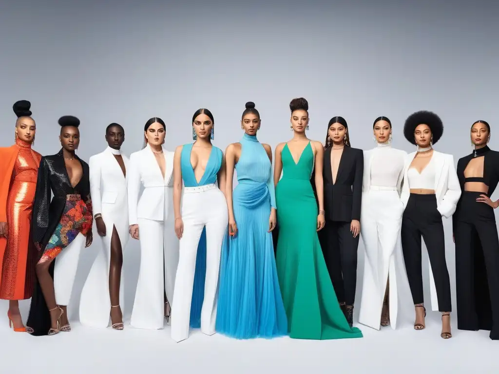 Desfile inclusivo de moda: expresiones únicas y empoderadas en la pasarela Un desfile de moda inclusiva y diversa con modelos empoderados exhibiendo creaciones únicas en una pasarela iluminada