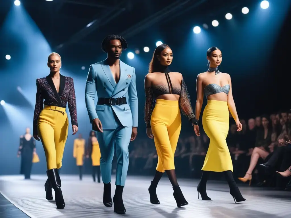 Desfile inclusivo de moda: diversidad y empoderamiento en la pasarela Desfile de moda inclusiva y diversa con modelos de distintas etnias, cuerpos y géneros, luciendo empoderamiento y estilo