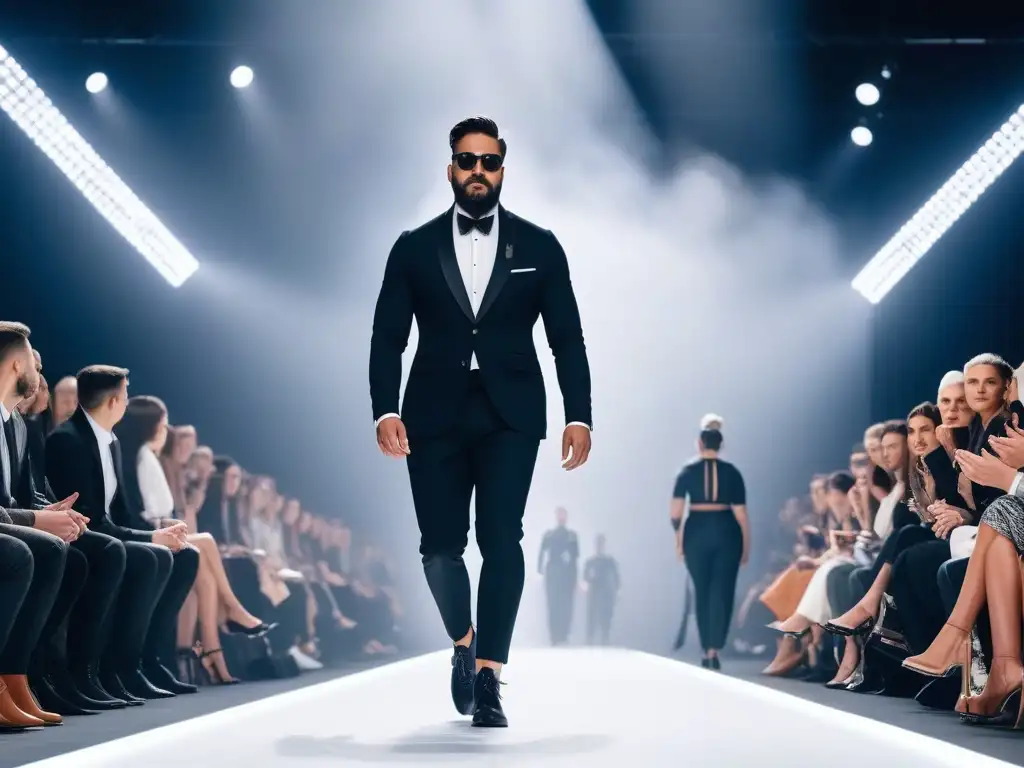 Desfile de moda inclusiva: empoderamiento y diversidad Un desfile de moda inclusiva y diversa en una pasarela moderna, con prendas innovadoras para diferentes necesidades físicas