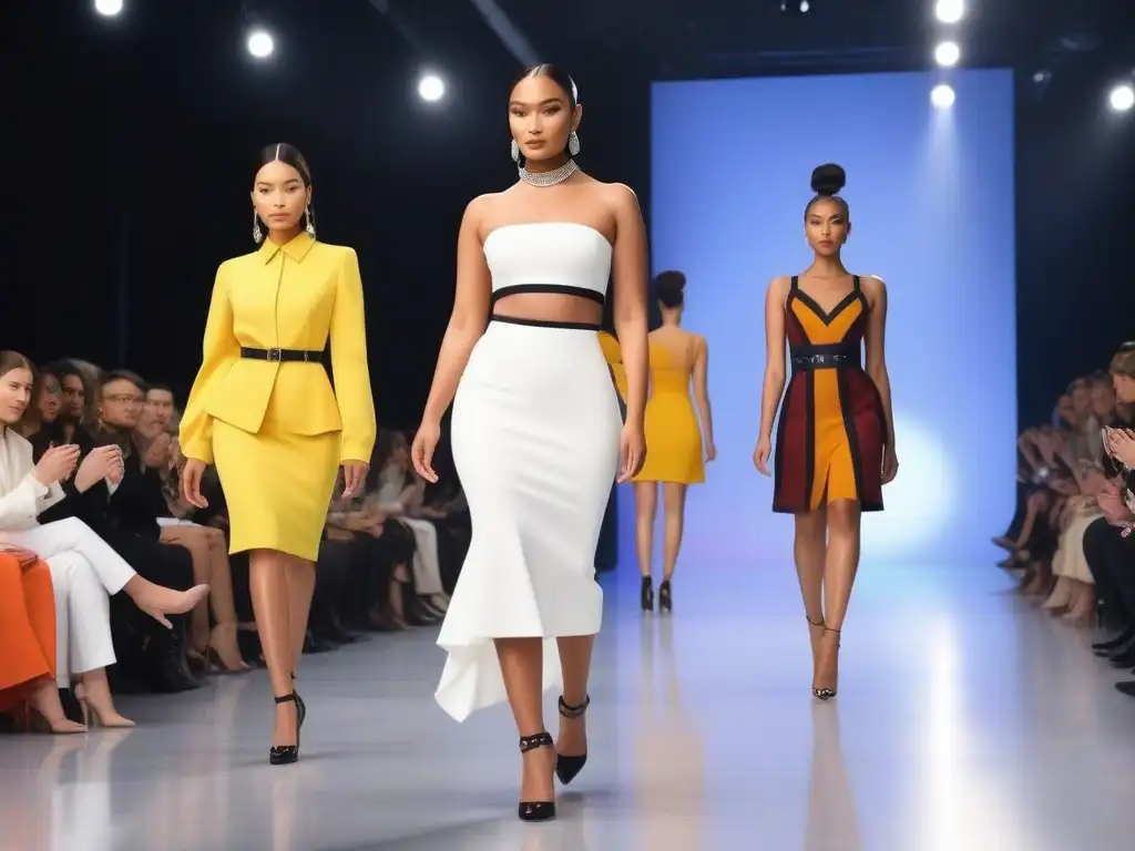 Desfile de moda petite diverso y inclusivo Desfile de moda petite inclusiva y diversa con modelos de diferentes etnias, estilos y edades caminando con confianza por la pasarela