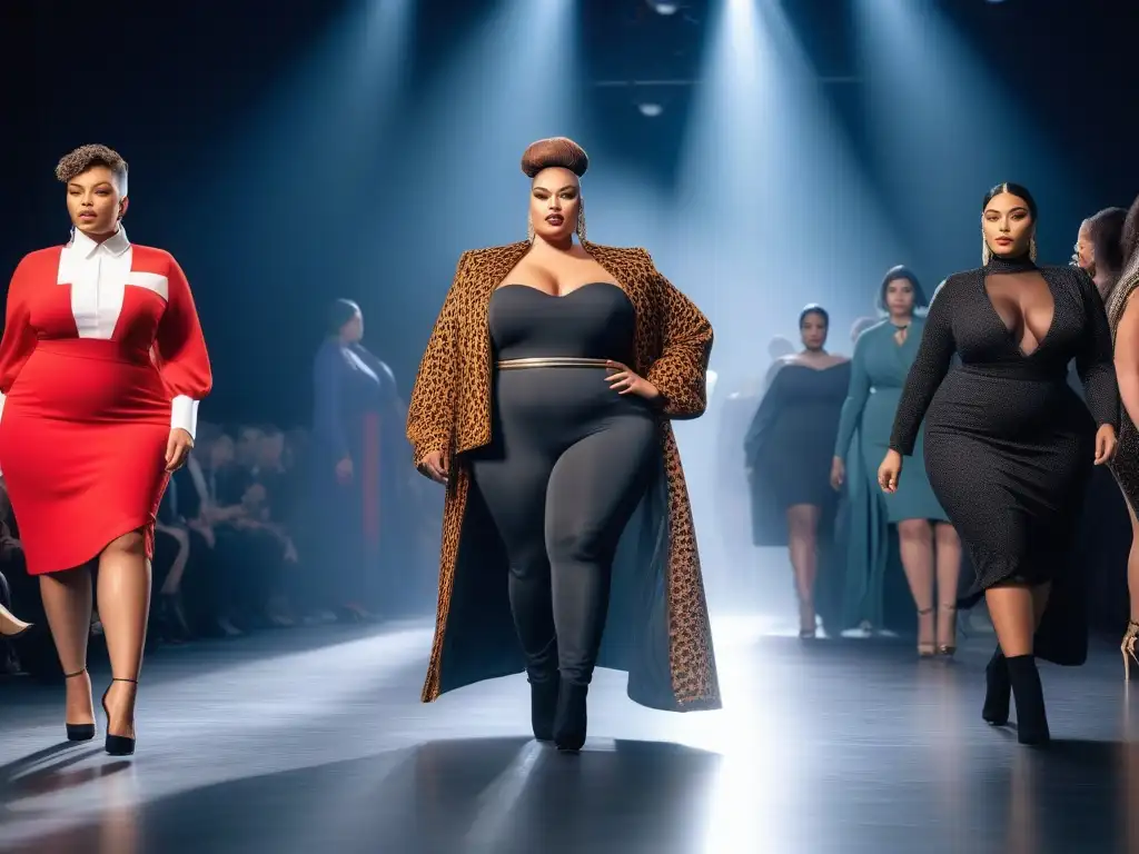 Desfile de moda plus size inclusiva y diversa, representando la sociedad actual