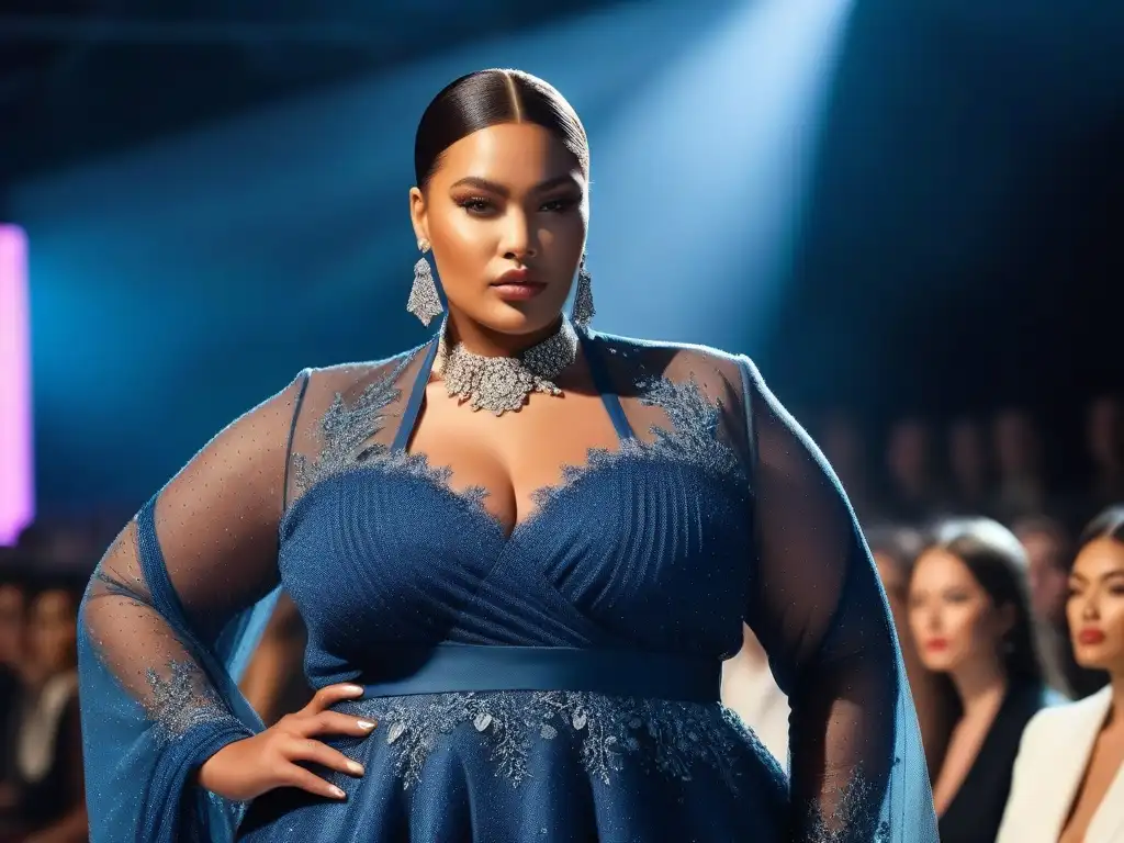 Desfile de moda plus size inclusiva y diversa en sociedad, con modelos seguras y empoderadas en la pasarela