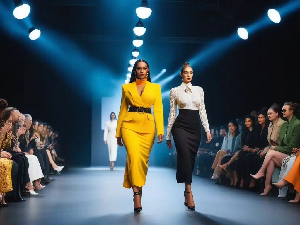 Desfile de moda inclusivo: diversidad de cuerpos deslumbrando la pasarela Un desfile de moda inclusiva y diversa con modelos de diferentes tipos de cuerpo, luciendo diseños elegantes y adaptativos