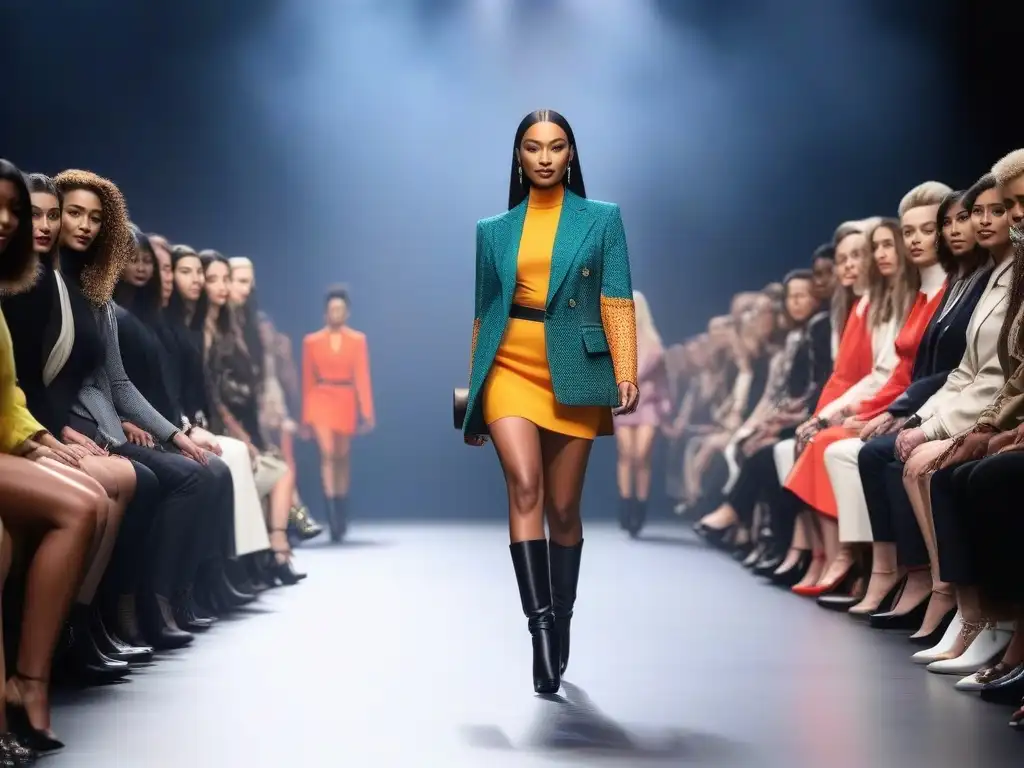 Desfile de moda inclusiva: modelos petites deslumbran en la pasarela Desfile de moda petite inclusiva y diversa con modelos confiadas y espectadores entusiastas