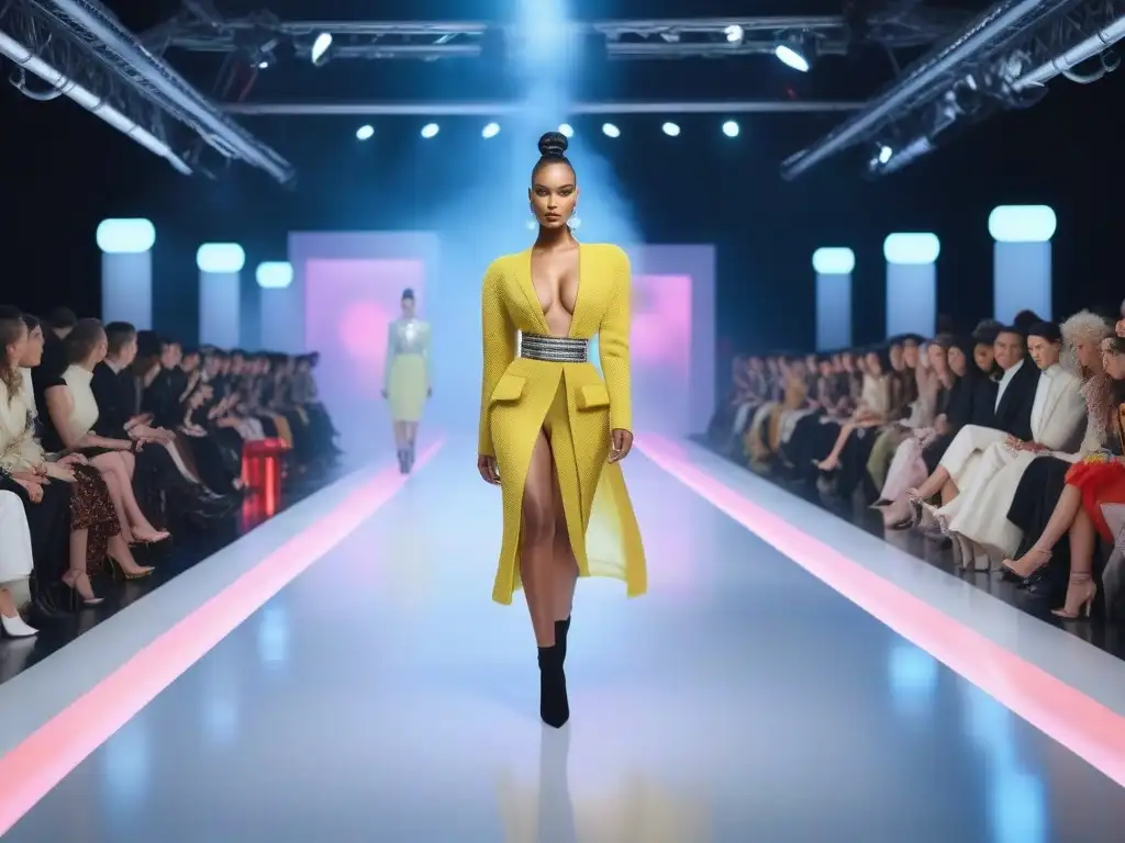 Desfile de moda inclusivo: modelos diversos en pasarela futurista Desfile de moda inclusiva y diversa: tendencias con modelos diversos en pasarela futurista