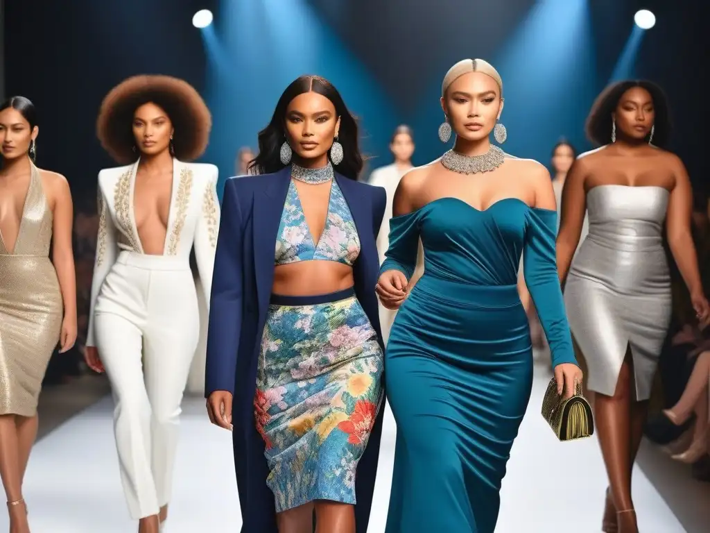 Desfile de moda inclusivo con modelos diversos y estilos únicos Desfile de moda inclusiva y diversa con modelos de diversas etnias, edades y estilos, celebrando la diversidad