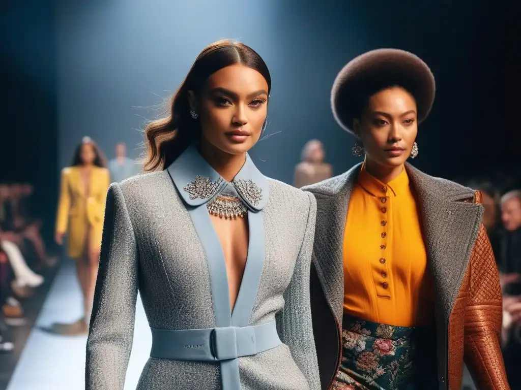 Diversidad en la pasarela: moda inclusiva y empoderamiento Desfile de moda inclusiva y diversa con modelos de distintas razas, edades, tipos de cuerpo y habilidades caminando confiadamente por la pasarela