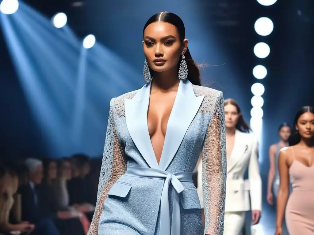Desfile de moda inclusivo: diversidad de cuerpos y estilos Desfile de moda inclusiva y diversa con modelos confiados mostrando diseños únicos en una pasarela moderna y brillante