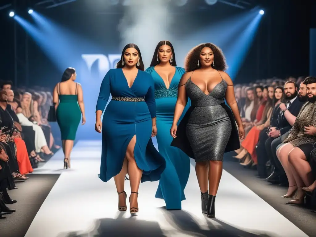 Desfile de moda plussize: celebrando la diversidad corporal con estilo Desfile de moda plus size inclusiva y diversa con modelos seguras y empoderadas