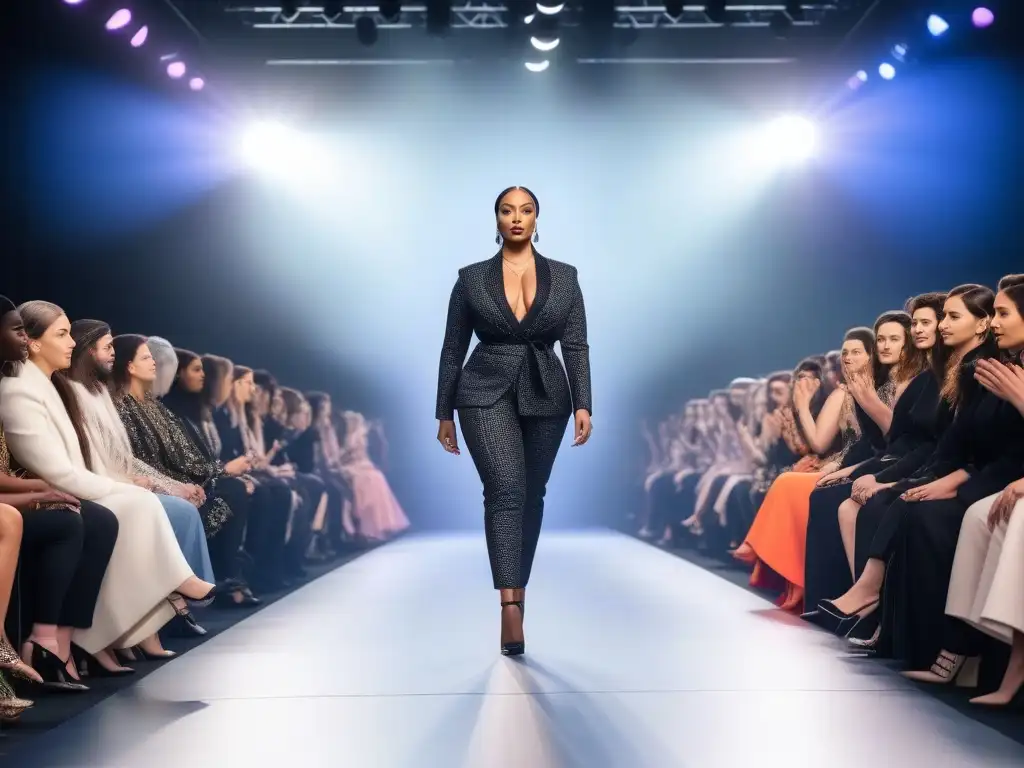 Desfile inclusivo y empoderador: moda diversa en pasarela Un desfile de moda inclusiva y diversidad corporal con modelos seguros de sí mismos, luciendo diseños trendy y empoderados