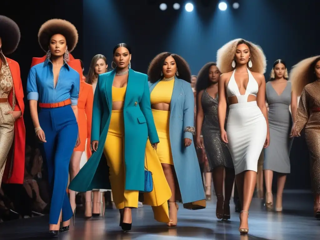 Diversidad en la pasarela: moda inclusiva celebrando la belleza de todos Desfile de moda inclusiva con diversidad de cuerpos, reflejando la aceptación y celebración de la diversidad en la sociedad
