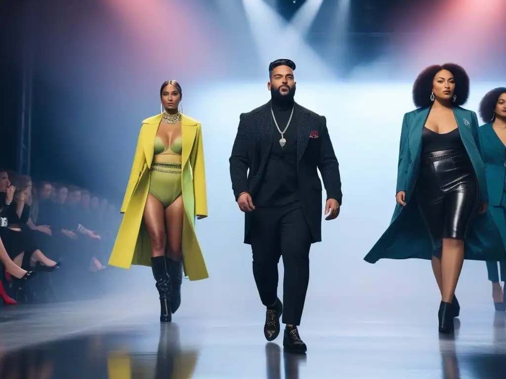 Desfile de moda inclusivo: diversidad y empoderamiento en pasarela Desfile de moda inclusiva con diversidad de modelos mostrando confianza y empoderamiento