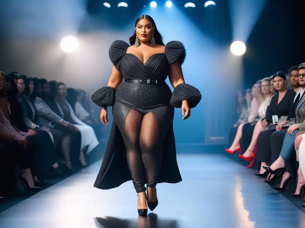 Desfile de moda inclusiva con modelos de tallas grandes empoderadas Desfile de moda plus size inclusiva desafiando estándares en la industria con modelos confiadas y empoderadas