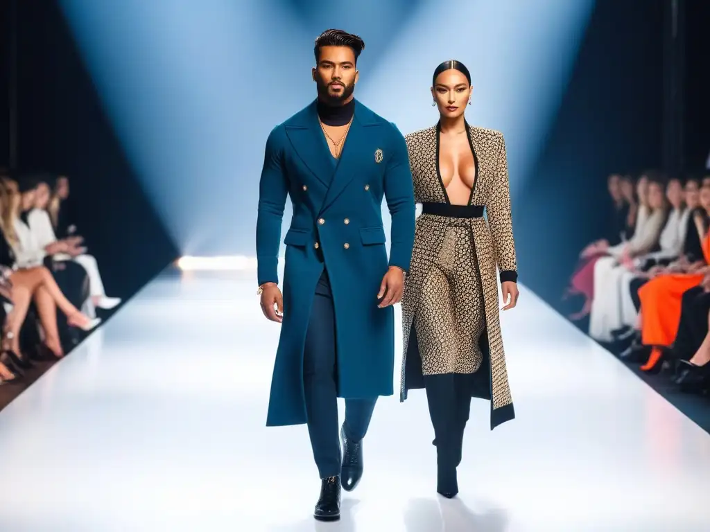 Desfile inclusivo de moda: diversidad en la pasarela Desfile de moda inclusiva exitoso con modelos diversos caminando con confianza por la pasarela luciendo diseños elegantes