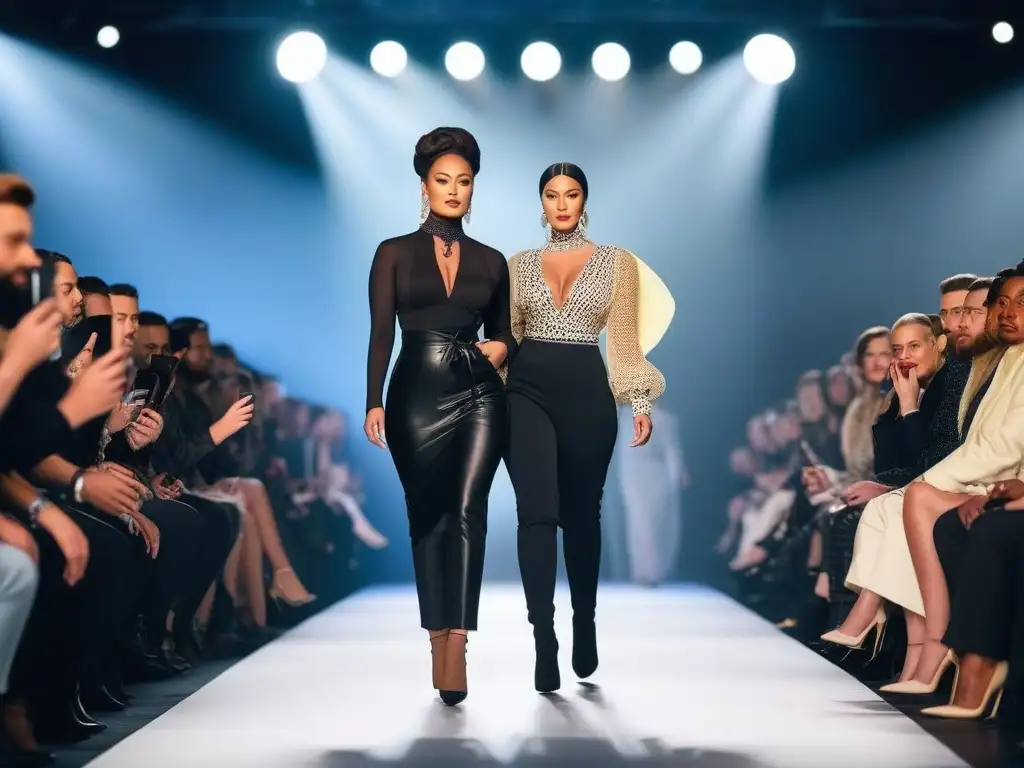 Desfile de moda inclusivo con influencers de diversas etnias y estilos Desfile de moda inclusiva con influencers de diversas etnias y estilos, exhibiendo empoderamiento y tendencias futuras