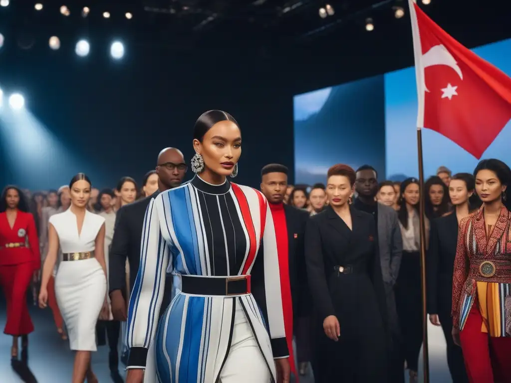 Desfile inclusivo: moda adaptativa en la pasarela internacional Desfile de moda inclusiva internacional con modelos diversos luciendo moda adaptativa en una pasarela vibrante