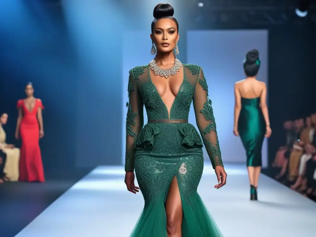 Desfile de moda inclusiva con modelos diversos empoderados en la pasarela, reflejando historias de éxito