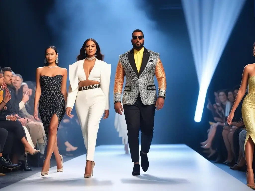 Desfile de moda inclusiva con modelos diversos exhibiendo confianza y estilo en pasarela