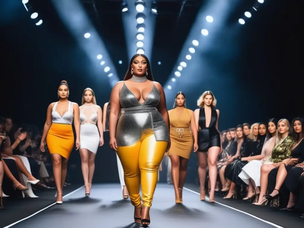 Desfile inclusivo: moda diversa y empoderamiento Desfile de moda inclusiva con modelos de diversas tallas y estilos, colaborando en la pasarela