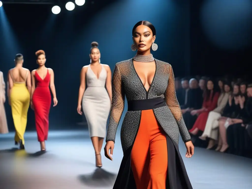 Desfile inclusivo de moda: diversidad y estilo en la pasarela Desfile de moda inclusiva con modelos diversos luciendo diseños inspiradores en la pasarela