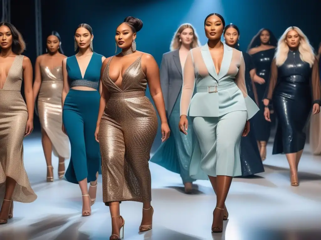 Desfile de moda inclusivo: diversidad y estilo en la pasarela Desfile de moda inclusiva con modelos diversos desfilando en la pasarela con estilo y confianza