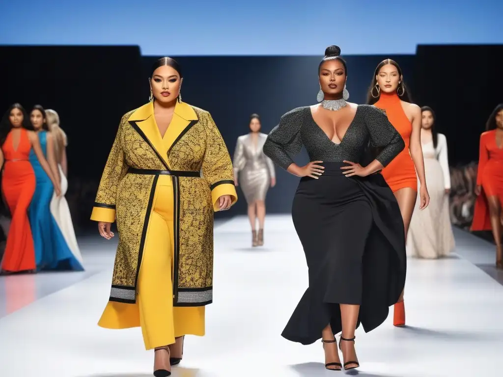 Desfile de moda inclusivo: diversidad y empoderamiento Desfile de moda inclusiva con modelos diversos caminando con confianza por la pasarela, representando la narrativa visual de la inclusión en la moda