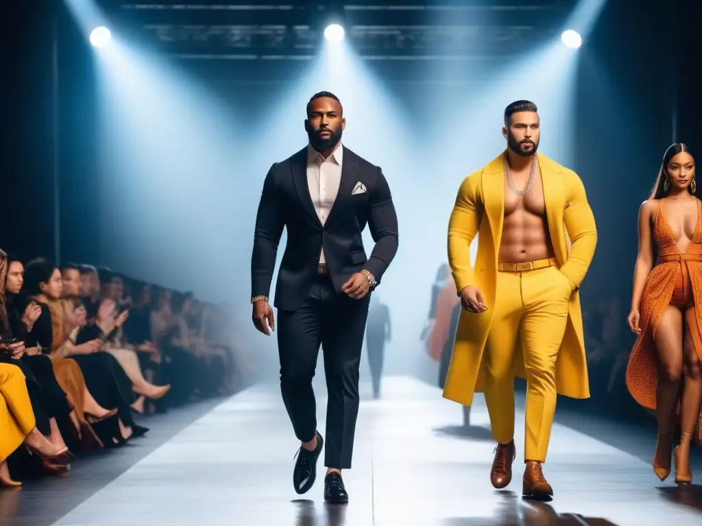 Desfile inclusivo: diversidad, empoderamiento y estilo Desfile de moda inclusiva con modelos diversos desfilando con confianza, reflejando la diversidad y empoderamiento en la industria