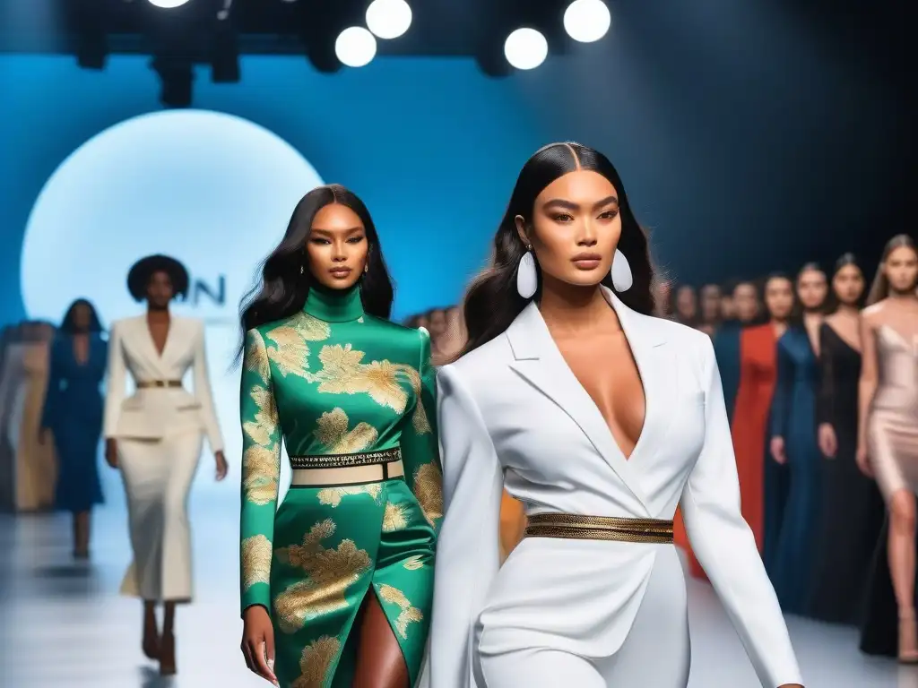 Desfile inclusivo: moda diversa y empoderada Un desfile de moda inclusiva con modelos diversos desafiando críticas y estereotipos